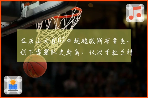 亚历山大在G2中超越威斯布鲁克，创下雷霆队史新高，仅次于杜兰特